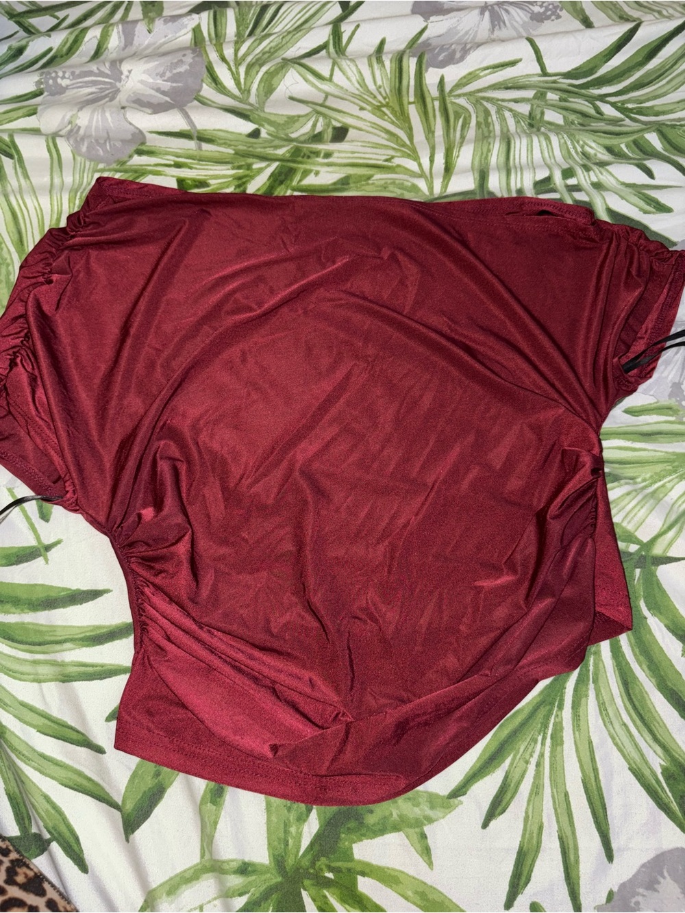 SHEIN Burgundy Ruched Short Sleeve Top